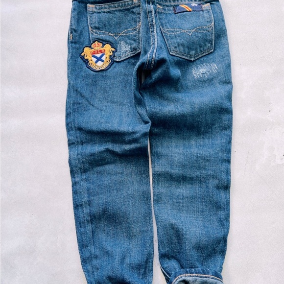 Polo Ralph Lauren BLUE Girl's Astor Slim Boyfriend Jeans Patchwork ~ Sz 4t, RARE - Picture 6 of 9